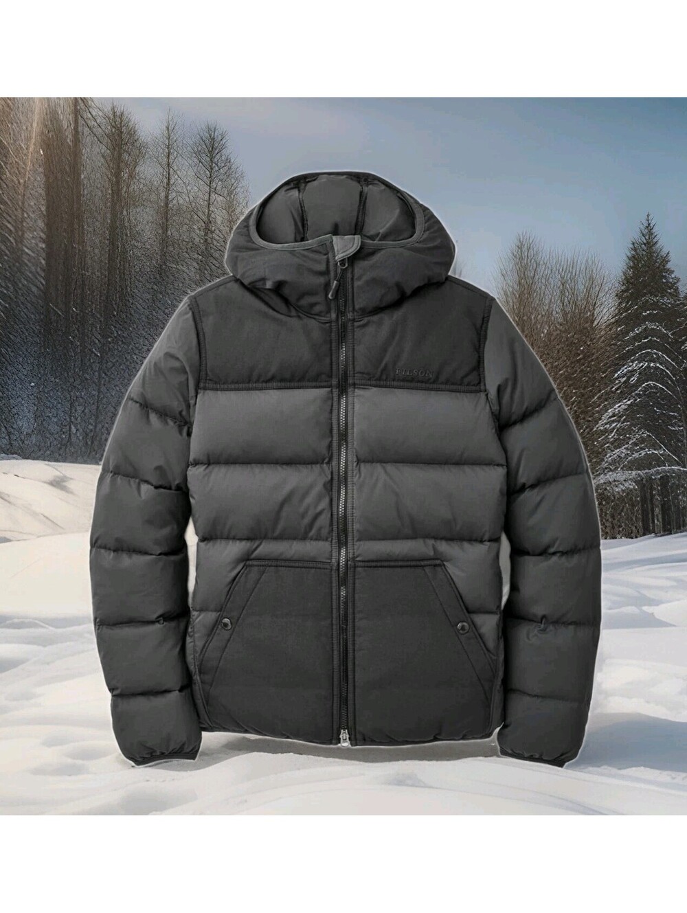 Filson Women's Featherweight Down Jacket Faded Black Small Hooded Winter Puffer